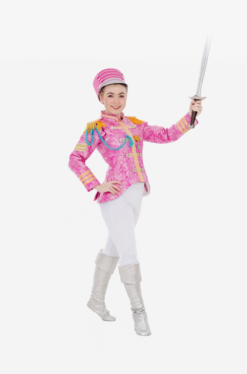 Hot Pink and silver brocade nutcracker soldier jacket.