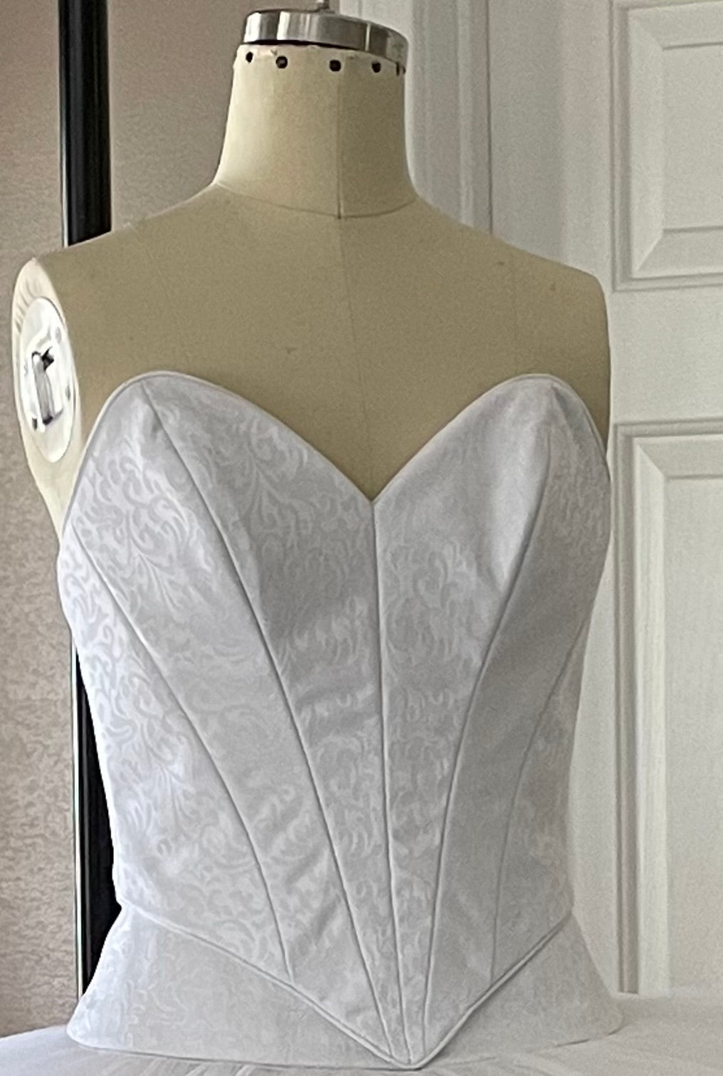 White brocade ballet bodice